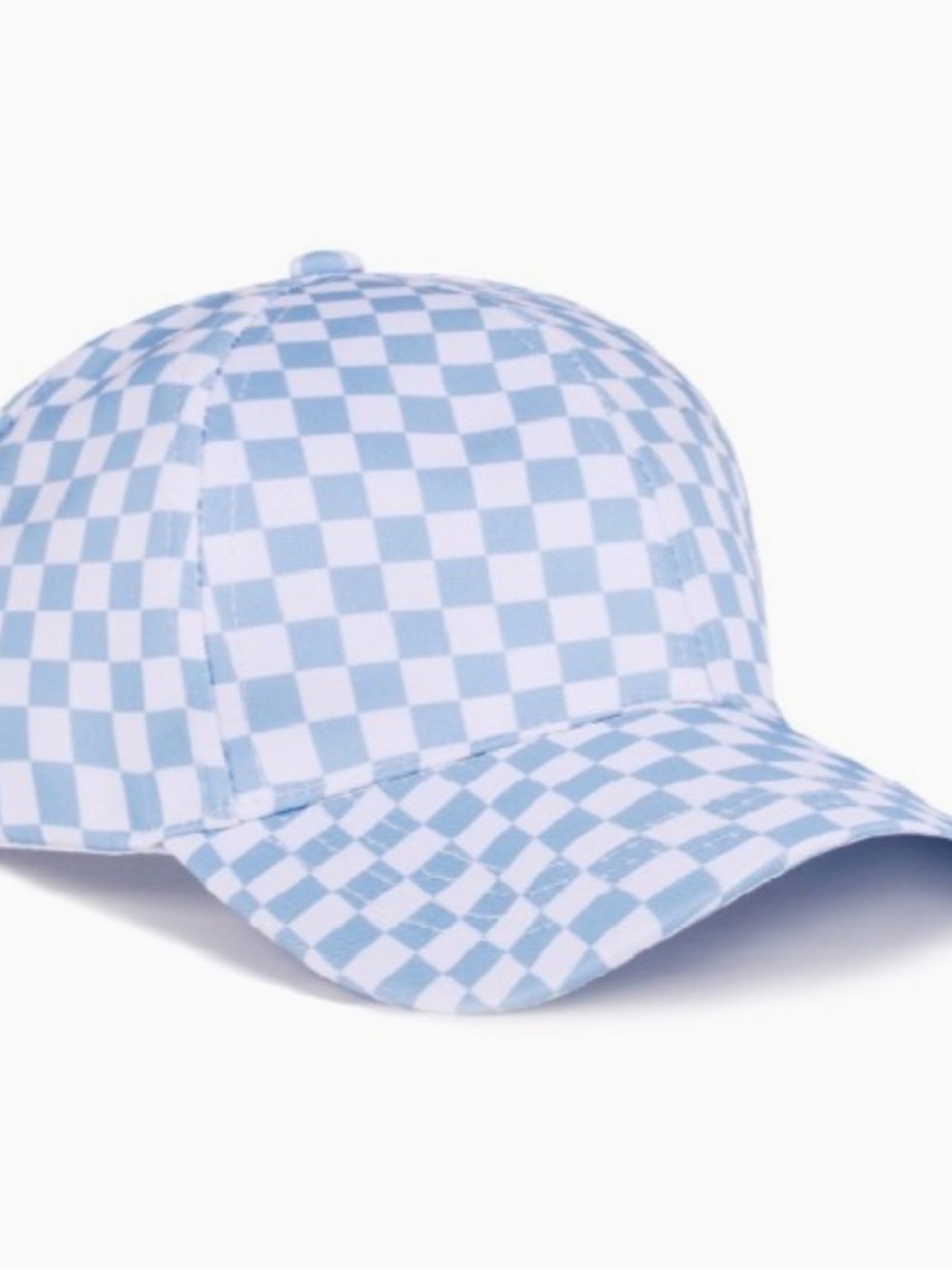 Light Blue Checkerboard Baseball Cap - Women